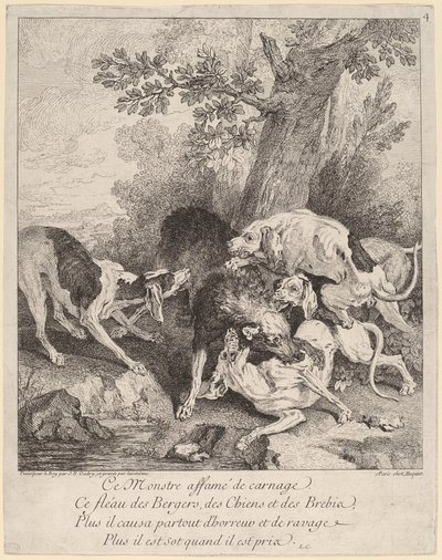 Un loup attaqué par des chiens - Jean Baptiste Oudry