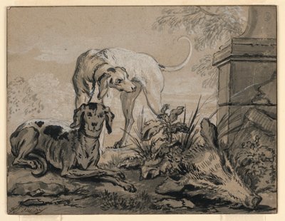 Dessin, Après la chasse : deux chiens à côté d