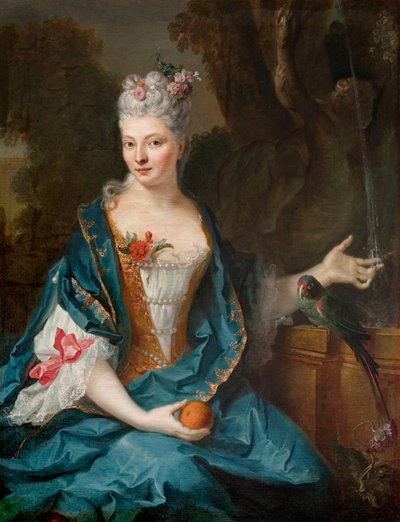 French: Dame assise dans un jardin - Jean Baptiste Oudry