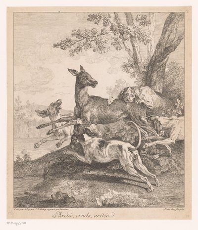 Cerf attaqué par des chiens de chasse - Jean Baptiste Oudry