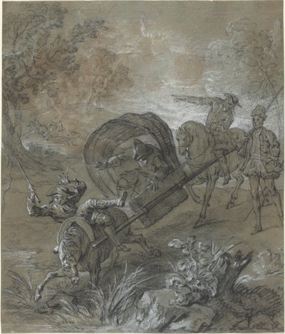 La Rancune en brancard, abattu dans le bourbier - Jean Baptiste Oudry