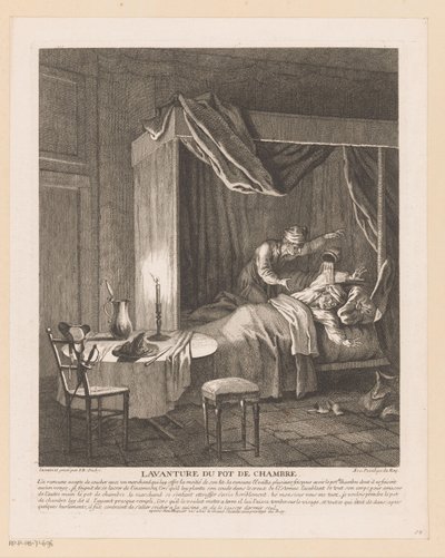 Homme réveillé par un pot de chambre vidé sur lui - Jean Baptiste Oudry