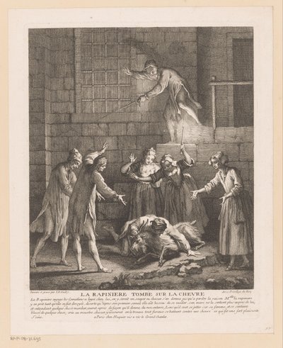 Homme tombant sur une chèvre - Jean Baptiste Oudry