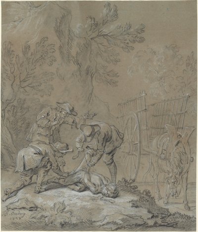 Ragotin lié par les parents du fou - Jean Baptiste Oudry