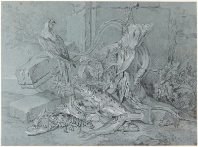 Nature morte avec poisson et perroquet - Jean Baptiste Oudry