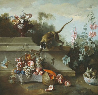 Nature morte avec singe, fruits et fleurs, 1724 - Jean Baptiste Oudry