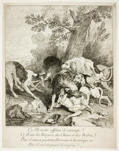Le loup à la baie - Jean Baptiste Oudry