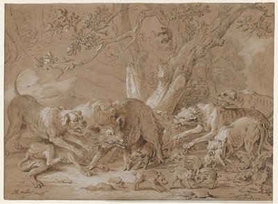 Truie sauvage et ses petits attaqués par des chiens - Jean Baptiste Oudry