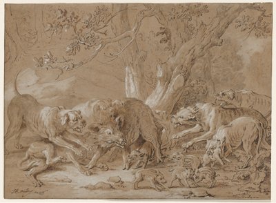 Truie sauvage et ses petits attaqués par des chiens, 1748 - Jean Baptiste Oudry