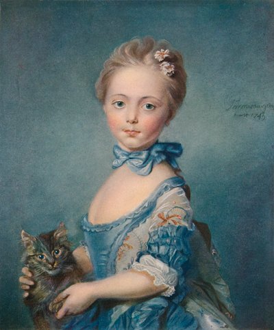 Une fille avec un chaton, 1743, 1902 - Jean Baptiste Perronneau