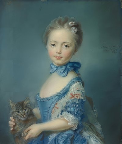 La fille avec un chat - Jean Baptiste Perronneau