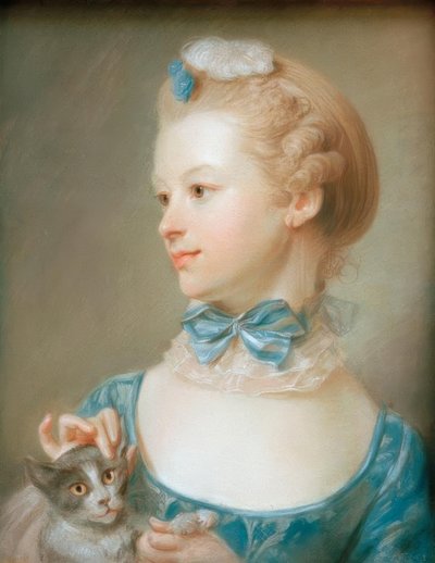 Fille avec chat - Jean Baptiste Perronneau