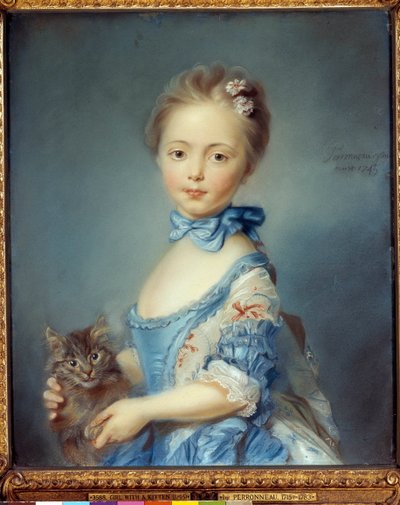 Portrait de la jeune fille au chat - Jean Baptiste Perronneau