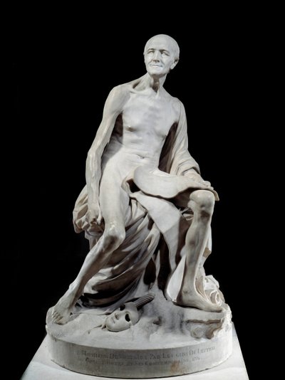 François-Marie Arouet dit Voltaire nu (1694-1778). Sculpture en marbre par Jean-Baptiste Pigalle (1714-1785) 1776 - Jean Baptiste Pigalle