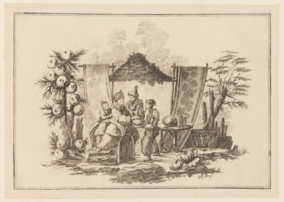 Figures avec une courge, de "Nouveau Cahier de Six Feuilles De Différents Sujets Chinois Historiés" - Jean Baptiste Pillement