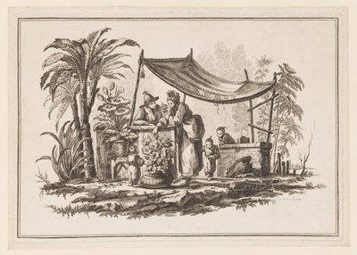 Figures avec un vase de fleurs, de "Nouveau Cahier de Six Feuilles De Différents Sujets Chinois Historiés" - Jean Baptiste Pillement