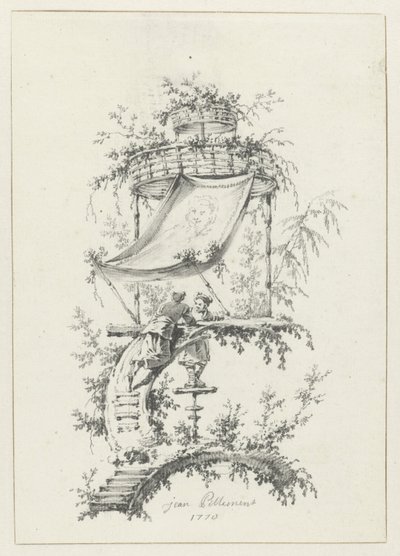 Composition ornementale de style chinoiserie (Deuxième Cahier de six Baraques Chinoises) - Jean Baptiste Pillement