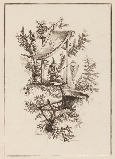 Planche 2, "Suite de douze Pêcheurs et Chasseurs" - Jean Baptiste Pillement