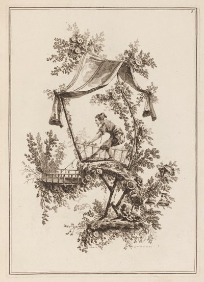 Plaque 5, « Suite de douze pêcheurs et chasseurs » - Jean Baptiste Pillement