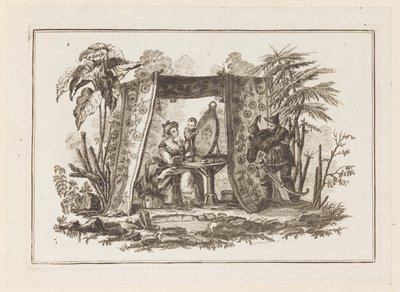 Femmes se regardant dans un miroir, de "Nouveau Cahier de Six Feuilles De Différents Sujets Chinois Historiés" - Jean Baptiste Pillement