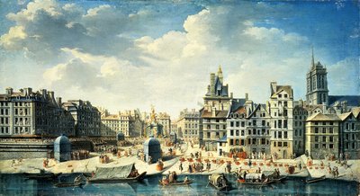 Une place sur les rives de la Seine à Paris - Jean Baptiste Raguenet