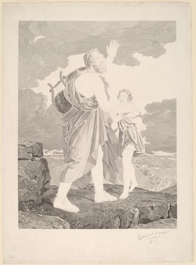 Homer aveugle - Jean Baptiste Raphael Urbain Massard, after Baron François Gerard