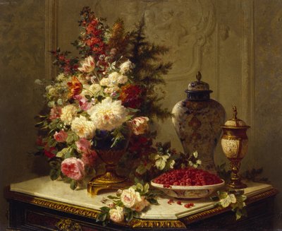 Nature morte avec fleurs et framboises - Jean Baptiste Robie