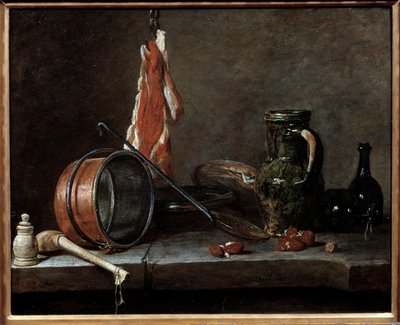 Menu gras et ustensiles de cuisine. Nature morte - Jean Baptiste Simeon Chardin