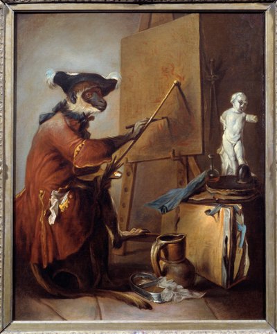 Le singe peintre. Représentation d