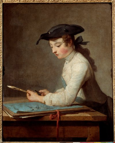 Jeune dessinateur taillant son crayon - Jean Baptiste Simeon Chardin