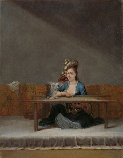 Femme Turque à son Cadre de Broderie - Jean Baptiste Vanmour
