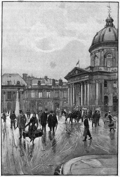 Scène parisienne au 19ème siècle : la rive gauche avec l
