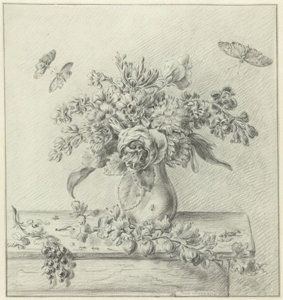 Nature morte avec bouquet de fleurs, fruits et insectes - Jean Bernard