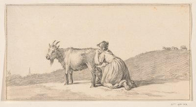 Femme trayant une chèvre - Jean Bernard