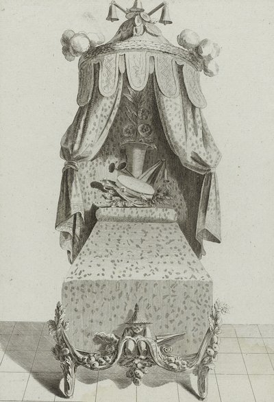 Lit à la Chinoise, publié vers les années 1770 (gravure sur papier vergé) - Jean Charles (after) Delafosse