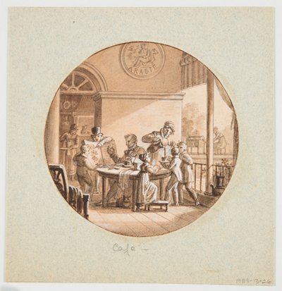Conception pour une assiette en porcelaine peinte, Café du Service des Objets de Dessert - Jean Charles Develly