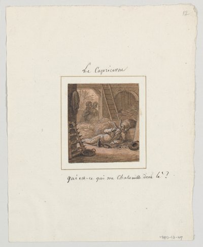 Design pour une assiette en porcelaine peinte, Le Capricorne du service le Zodiac Travesti - Jean Charles Develly