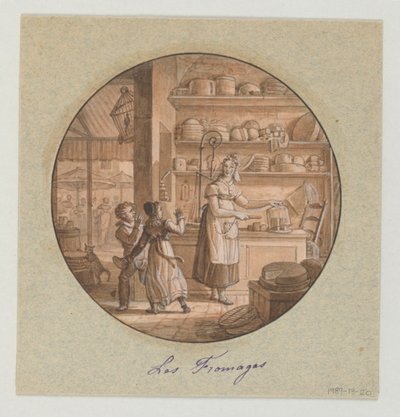 Design pour une Assiette en Porcelaine Peinte, Les Fromages pour le Service des Objets de Dessert - Jean Charles Develly