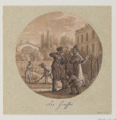 Design pour une Assiette en Porcelaine Peinte, Les Greffes du Service de la Culture des Fleurs - Jean Charles Develly