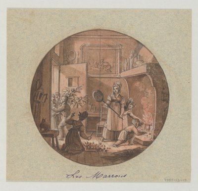 Conception pour une assiette en porcelaine peinte, Les Marrons pour le Service des Objets de Dessert - Jean Charles Develly