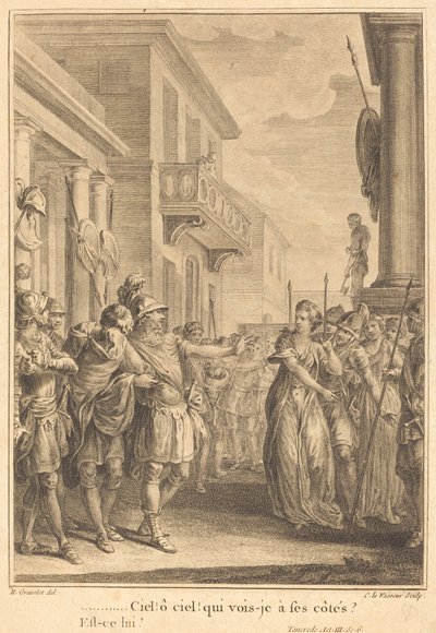 Ciel! ô ciel! qui vois-je à ses côtés? - Jean Charles Levasseur after Hubert François Gravelot