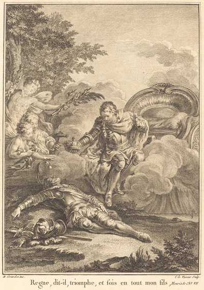 Règne, dit-il, triomphe, et sois en tout mon fils - Jean Charles Levasseur after Hubert François Gravelot