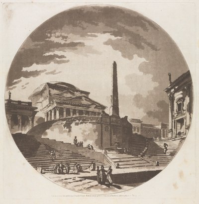 Vue de la Rotonde avec Escaliers sur le Tibre - Jean Claude Richard de Saint Non
