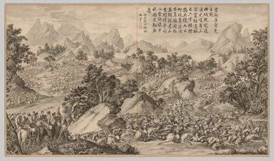Bataille à Heshi Kuluke : des scènes de bataille de la répression des rébellions dans les régions occidentales, avec des poèmes impériaux - Jean Damascene Sallusti