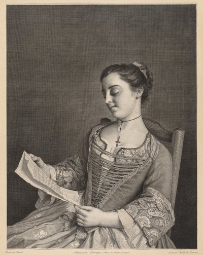 Mademoiselle Lavergne lisant - Jean Daullé