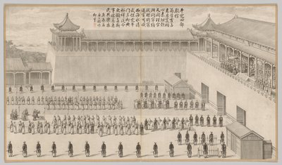 La présentation des captifs ouïgours : des scènes de bataille de la répression des rébellions..., vers 1765-177 - Jean Denis Attiret