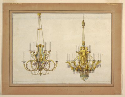 Design pour deux lustres en bronze doré - Jean Démosthène Dugourc