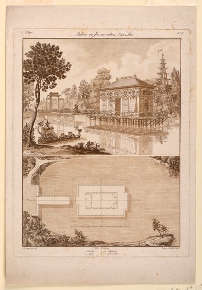 Conception pour un pavillon chinois dans un lac - Jean Démosthène Dugourc