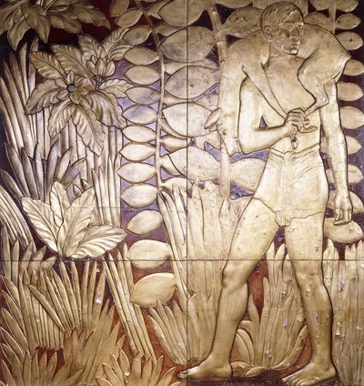 Quatre panneaux en bois laqué et doré de "La Chasse", vers 1935-1949 - Jean Dunand