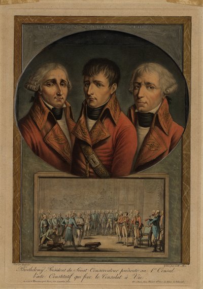 Les trois consuls français : Jean-Jacques Régis de Cambacérès, Napoléon Bonaparte et Charles-François - Jean Duplessis Bertaux